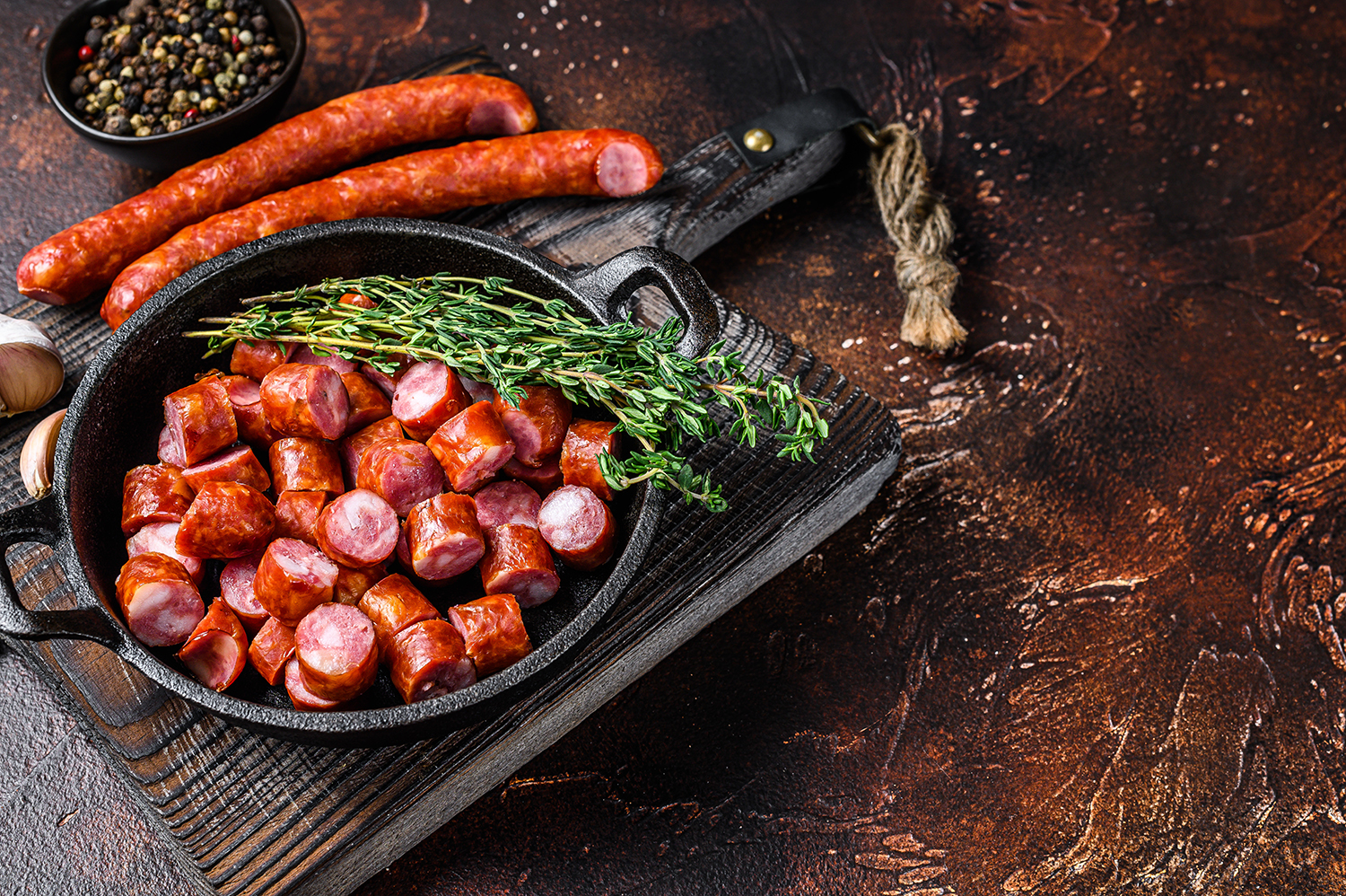 smoked meat in skillet