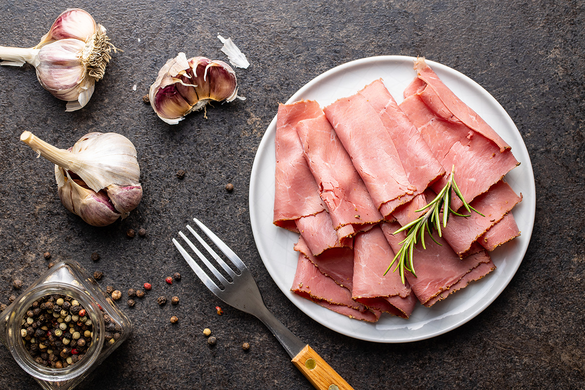 plate of sliced deli meat