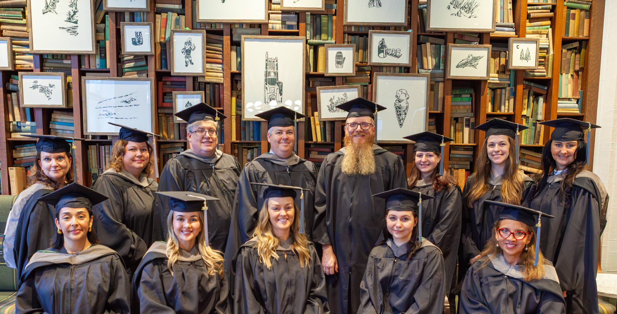 Graduates in their cap and gowns